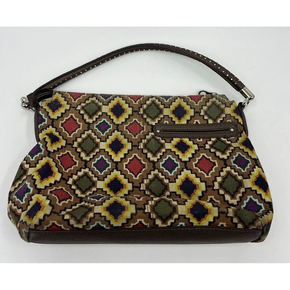 Vintage Relic By Fossil Purse Shoulder Bag Geometric Pattern Studded Strap